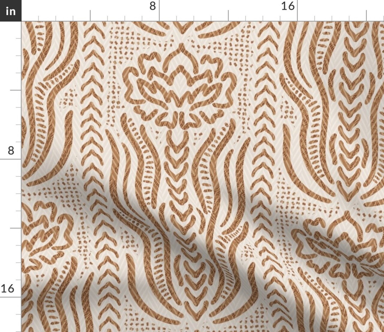 Boho Floral Geometric Rustic Farmhouse Bohemian Earthy Elegance Terracotta Cottagecore Copper Brown Eggshell Cream Large Scale Custom Printed Fabric by Spoonflower Various Fabrics by the Yard or Fat Quarter